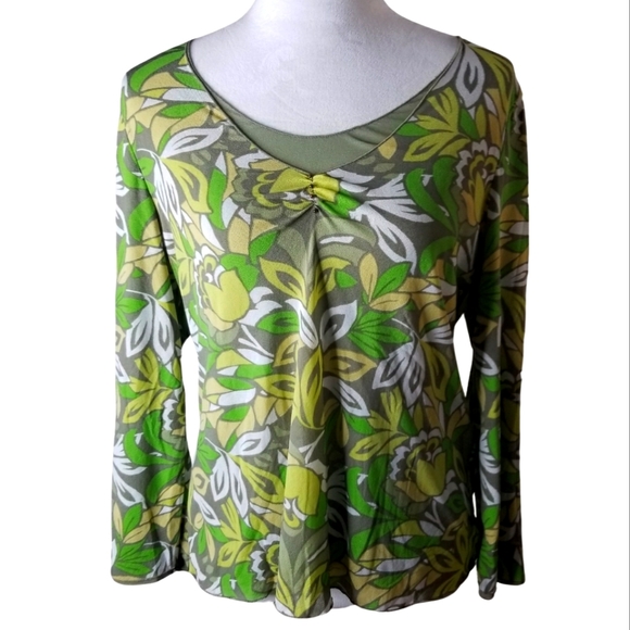 🦋Sigrid Olsen Layered Leaf Print Top - Picture 1 of 7